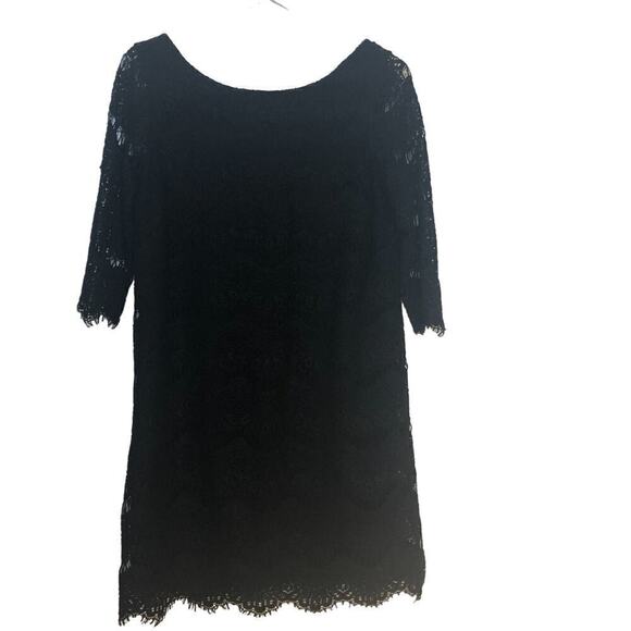 Zara Black Knit Sheath Lace Midi Dress Size L - Picture 1 of 6
